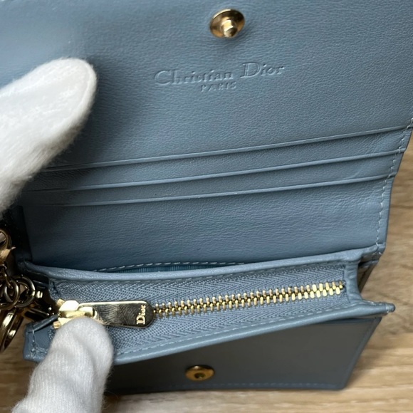 Christian Dior Compact Lady Dior Wallet Grey Patent Cannage Calfskin Wallet - Picture 6 of 7